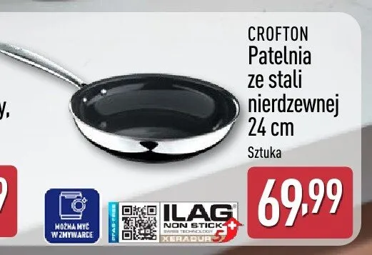 Patelnia ze stali nierdzewnej 24 cm promocja w Aldi