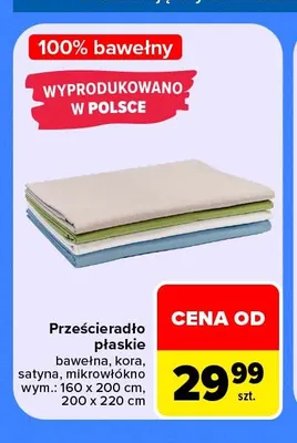 Prześcieradło płaskie satyna promocja w Carrefour