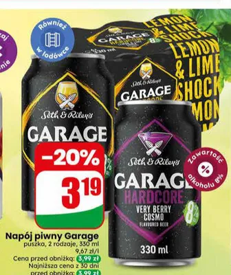 Napój piwny Garage Lemon & Lime Shock promocja w Dino