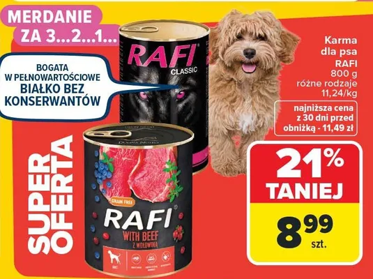 Karma dla psa RAFI Classic różne rodzaje 1240 g promocja w Carrefour