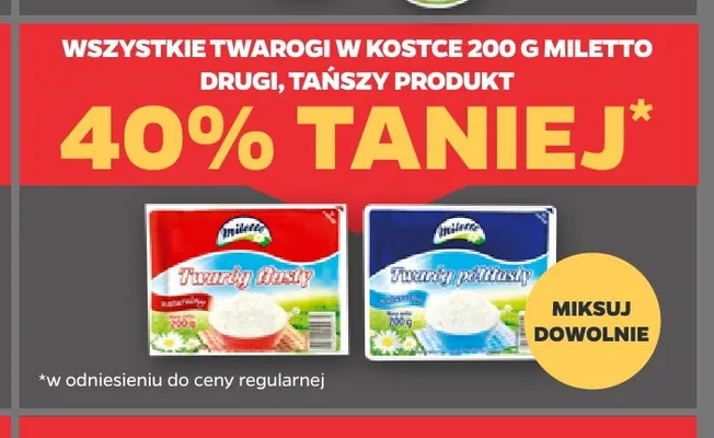 Twarogi w kostce Miletto promocja w Netto