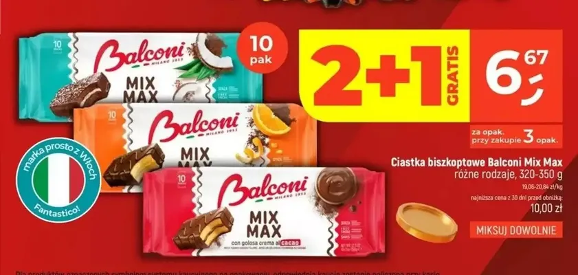 Ciastka biszkoptowe Balconi Mix Max 10-pak z pomarańczą promocja w Dealz