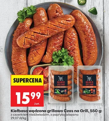 Kiełbasa wędzona grillowa Czas na Grill z czosnkiem niedźwiedzim promocja w Biedronka