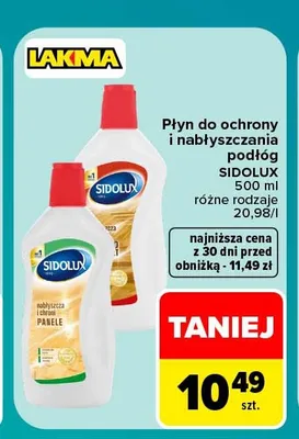 Płyn do ochrony i nabłyszczania podłóg Sidolux do paneli promocja w Carrefour