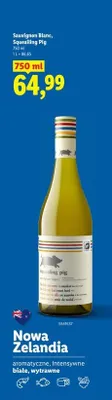 Wino białe wytrawne Squealing Pig Sauvignon Blanc Nowa Zelandia promocja w Lidl