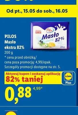 Masło ekstra 82% Pilos promocja w Lidl