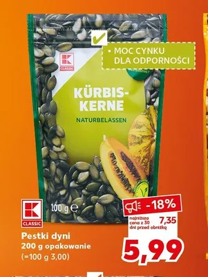 Pestki dyni K-Classic promocja w Kaufland