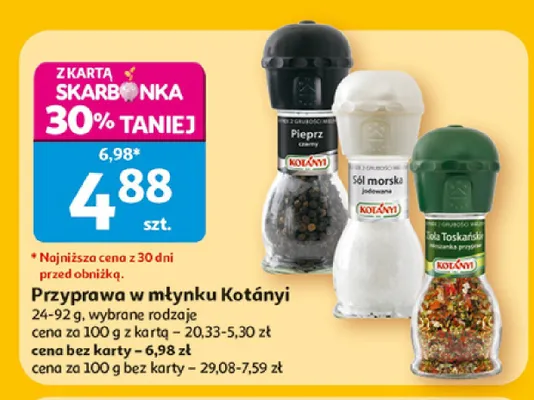 Sól morska jodowana w młynku Kotányi promocja w Auchan