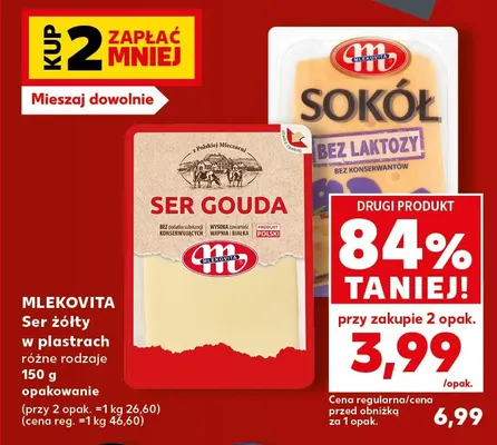 Ser Sokół bez laktozy w plastrach Mlekovita promocja w Kaufland