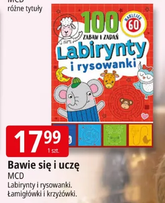 Bawie się i uczę Labirynty i rysowanki Łamigłówki i krzyżówki MCD promocja w Leclerc