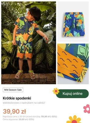 Krótkie spodenki Coccodrillo wielokolorowe z nadrukiem na całości promocja w Coccodrillo