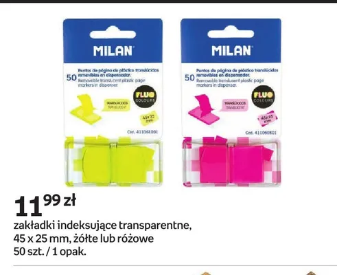 Zakładki indeksujące transparentne Milan żółte promocja w Empik