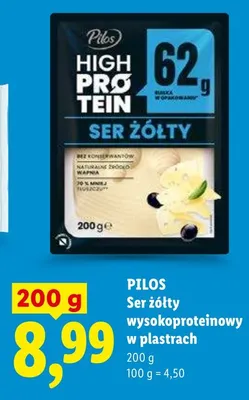 Ser żółty wysokoproteinowy w plastrach Pilos High Protein promocja w Lidl