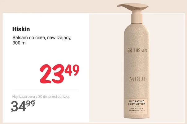 Balsam do ciała nawilżający Hiskin Minji Mleko ryżowe promocja w Rossmann