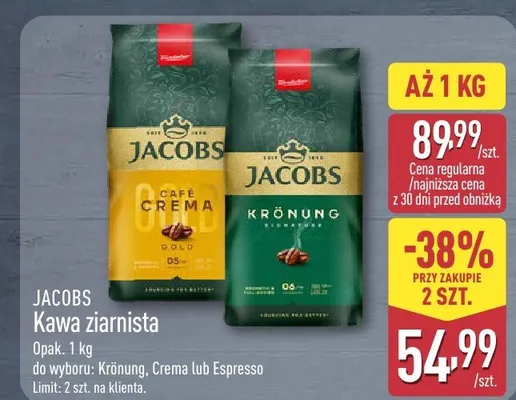 Kawa ziarnista JACOBS Espresso promocja w Aldi