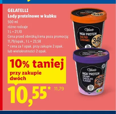 Lody proteinowe w kubku Gelatelli High Protein Salted Caramel promocja w Lidl