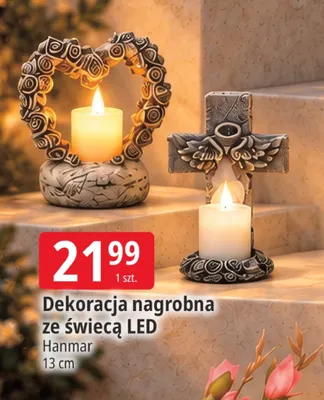 Dekoracja nagrobna ze świecą LED Hanmar 13 cm promocja w Leclerc