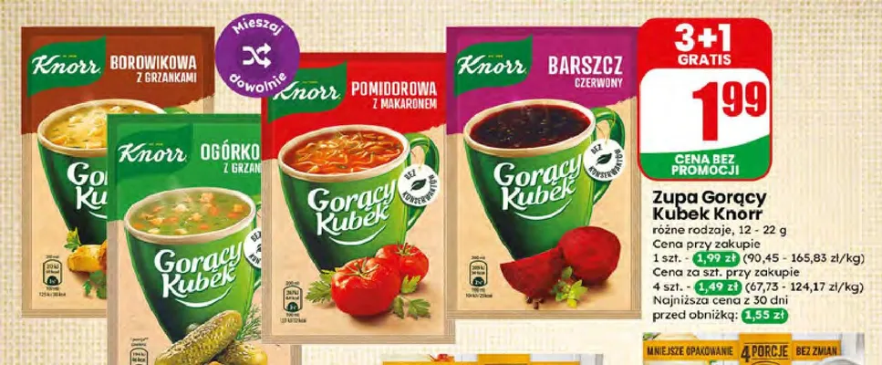 Zupa Knorr Gorący Kubek Borowikowa z grzankami bez konserwantów promocja w Dino