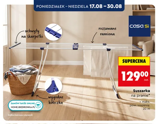 Suszarka na pranie Casa Si promocja w Biedronka