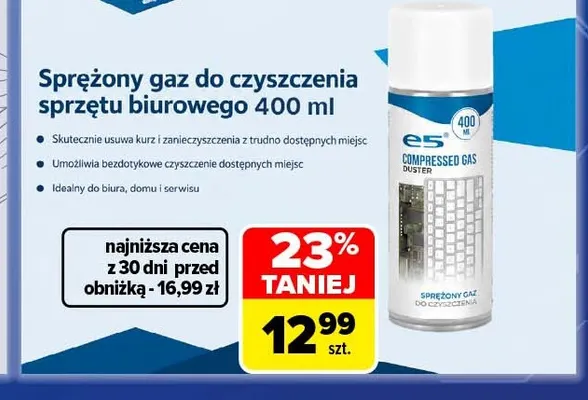Sprężony gaz do czyszczenia sprzętu biurowego e5 promocja w Carrefour