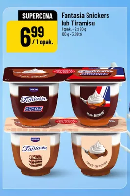 Jogurt Fantasia Snickers 2-pak 90 g promocja w POLOmarket