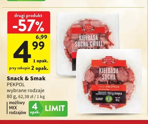 Kiełbasa sucha chilli Pekpol Snack & Smak promocja w Intermarche