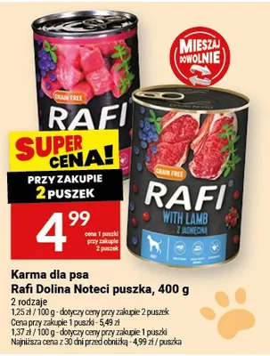 Karma dla psa Rafi Dolina Noteci puszka 400g promocja w Twój Market
