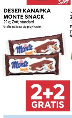 Deser kanapka Monte Snack Zott promocja w Stokrotka