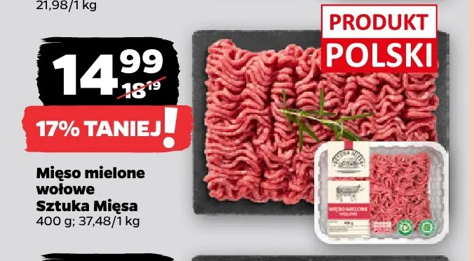 Mięso mielone wołowe Sztuka Mięsa promocja w Netto