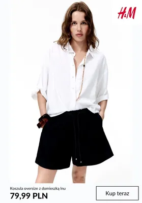 Koszula oversize z domieszką lnu H&M promocja w H&M