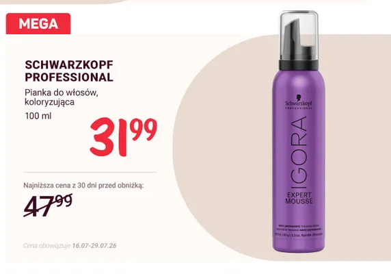Pianka do włosów koloryzująca Schwarzkopf Professional Igora Expert Mousse promocja w Rossmann
