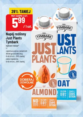 Napój roślinny Just Plants Oat Tymbark promocja w POLOmarket