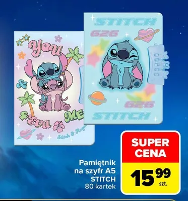 Pamiętnik na szyfr A5 Stitch 80 kartek promocja w Carrefour