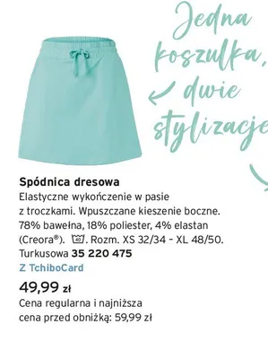 Spódnica dresowa turkusowa Tchibo promocja w Tchibo