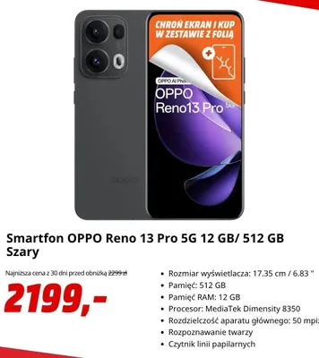Smartfon Oppo Reno 13 Pro 5 g 12 GB/512 Gb Szary promocja w Media Markt