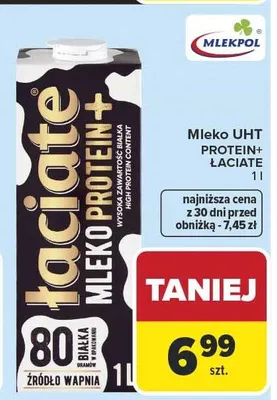 Mleko UHT Protein+ Łaciaty promocja w Carrefour