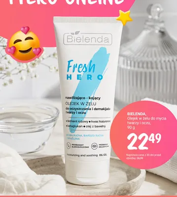 Olejek w żelu do mycia twarzy i oczu Bielenda Fresh Hero promocja w Rossmann