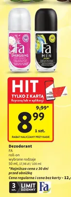 Dezodorant Fa Men Sport roll-on promocja w Intermarche