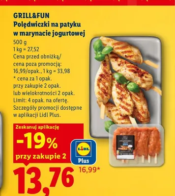 Polędwiczki na patyku w marynacie jogurtowej Grill & Fun promocja w Lidl