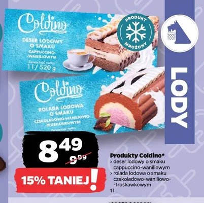 Deser lodowy o smaku cappuccino-waniliowym Coldino promocja w Netto