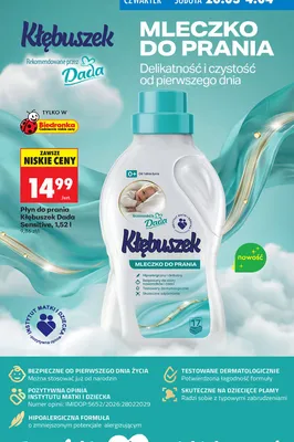 Płyn do prania mleczko Kłębuszek Dada Sensitive promocja w Biedronka