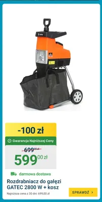 Rozdrabniacz do gałęzi Gatec + kosz promocja w ERLI
