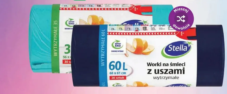 Worki na śmieci z uszami Stella 35 l promocja w Dino
