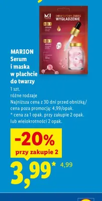 Serum i maska w płachcie do twarzy Marion promocja w Lidl
