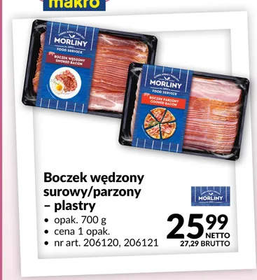 Boczek wędzony surowy plastry Morliny promocja w Makro