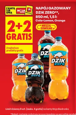 Napój gazowany Dzik Zero Orange promocja w Biedronka