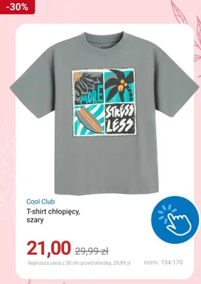 T-shirt chłopięcy Cool Club szary promocja w Smyk