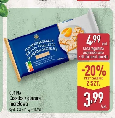 Ciastka z glazurą morelową Cucina promocja w Aldi