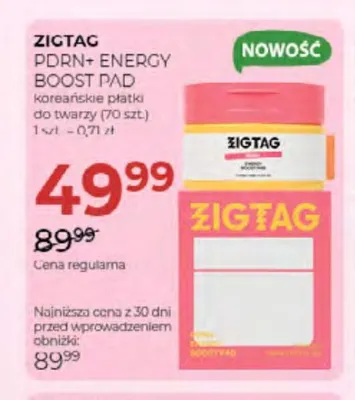 Płatki do twarzy koreańskie Zigtag PDRN+ Energy Boost Pad promocja w Drogerie Jawa
