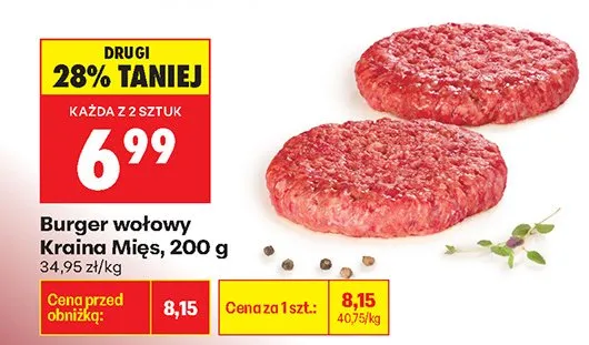 Burger wołowy Kraina Mięs promocja w Biedronka